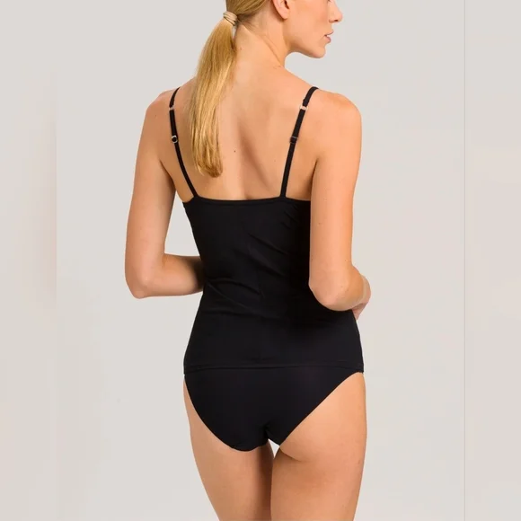 Hanro  Allure Built In Bra Camisole Top Womens Sz 38D Black Nwt - Picture 2 of 8